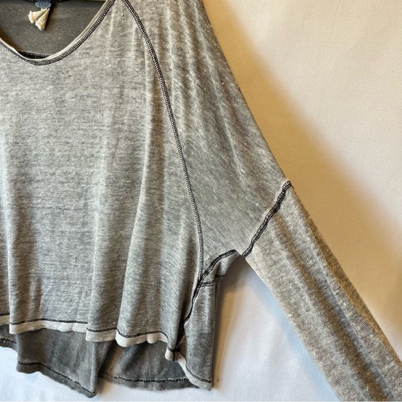 We the Free Oversized top Womens S Gray Linen Rayon Long sleeve tee Free People - Picture 7 of 7